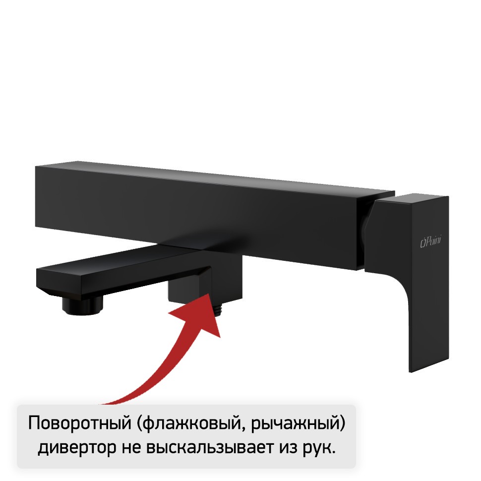 Смеситель для ванны Paini Grazia/Паини Грациа без аксессуара, черный матовый