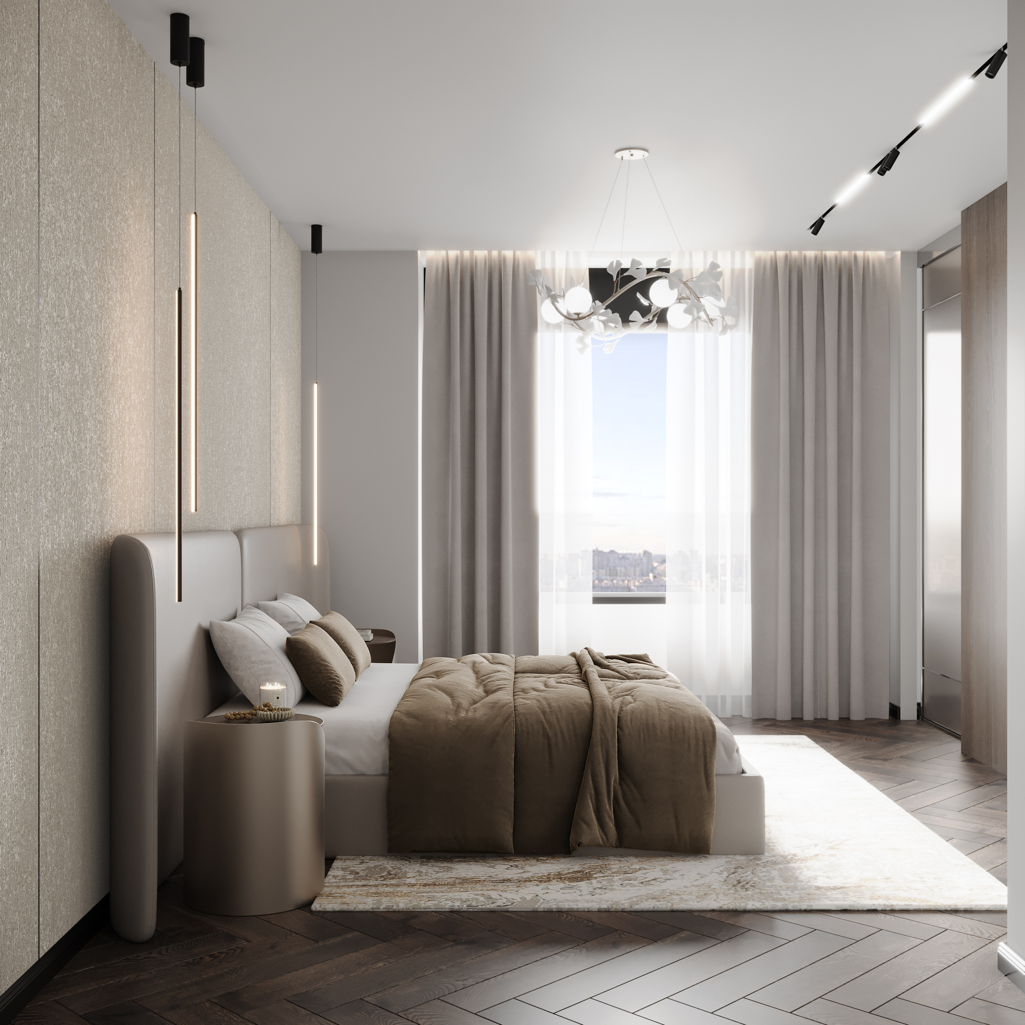 Панель из КМ Plane textile beige carbon matt/Ровный текстиль бежевый  1080*2800*8 (1шт.=3.024 кв.м.) connect