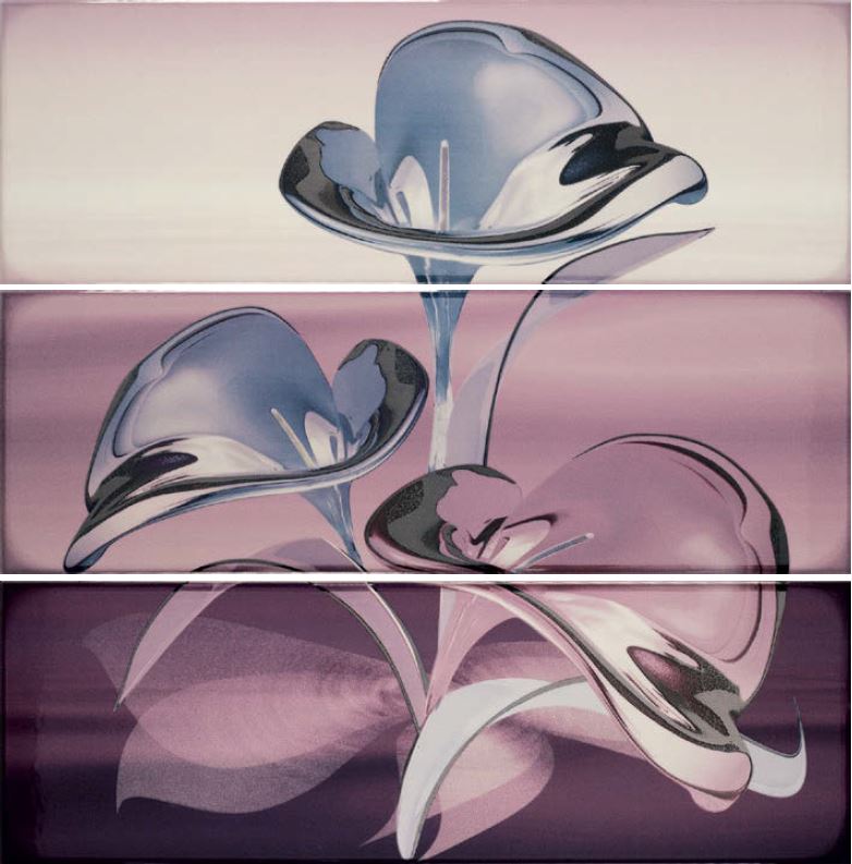 7015-7016-7017 COMPOSITION FUCSIA LILA MALVA MURANO III 25*75*(3PZ)