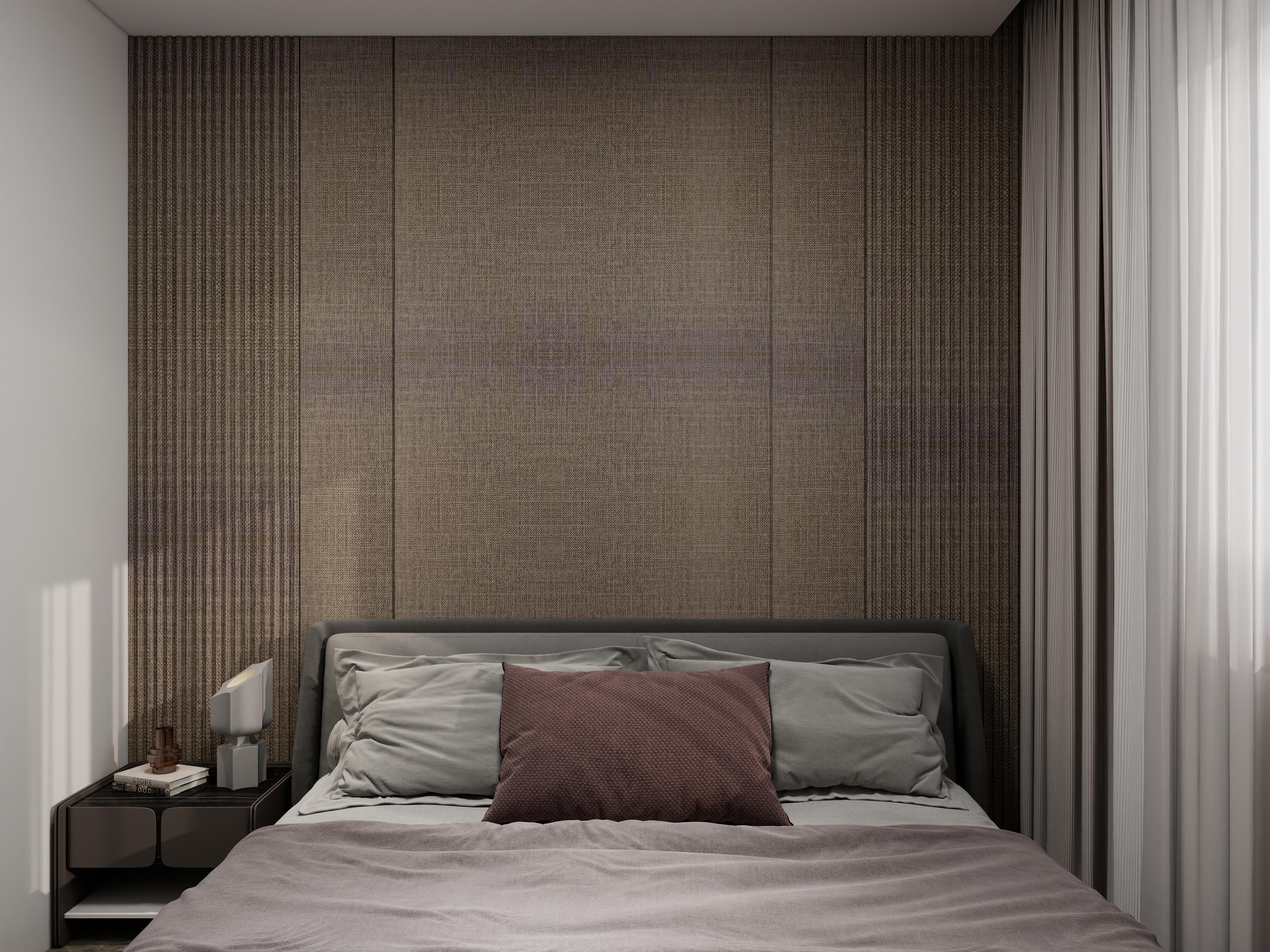 Панель из КМ Plane textile grey carbon matt/Ровный текстиль серый 1080*2800*8 (1шт.=3.024 кв.м.) connect