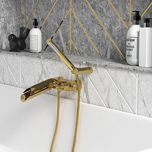 Смеситель для ванны Paini Morgana/Паини Моргана с аксессуаром, золото — фото 2