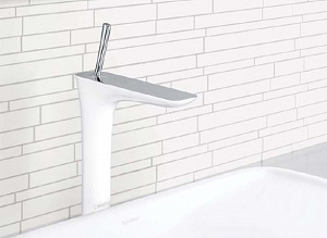 HANSGROHE PuraVida Смеситель для раковины в форме чаши, хром/белый — фото 3