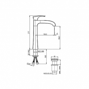 Смеситель для раковины Paini Lady/Паини Леди с донным клапаном высокий, золото PVD — фото 4