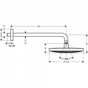 HANSGROHE Raindance Select S 240 2jet верхний душ с настенным кронштейном, хром — фото 5
