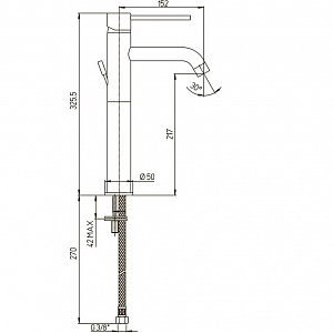 Смеситель для раковины Paini Cox/Паини Кокс без донного клапана высокий черный — фото 5